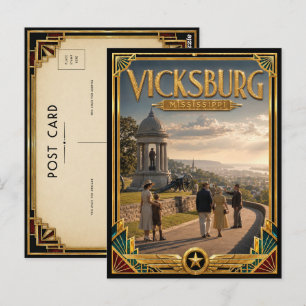 Vicksburg Mississippi Vintage Art Deco Goldenes Ze Postkarte