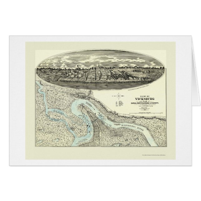 Vicksburg, MS Panorama-Map - 1863 (Vorderseite (Horizontal))