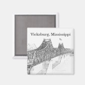 Vicksburg MS River Bridge Black & White Sketch Magnet (Vorderseite/Rückseite)