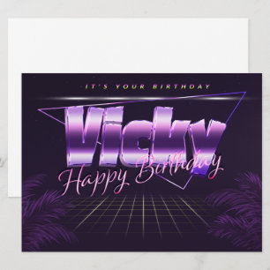 Vicky Name Vorname lila retro Karte Geburtstag