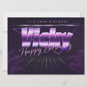 Vicky Name Vorname lila retro Karte Geburtstag (Vorderseite)