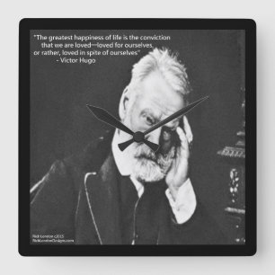 Victor Hugo & Happiness Quote Square Wall Clock Quadratische Wanduhr
