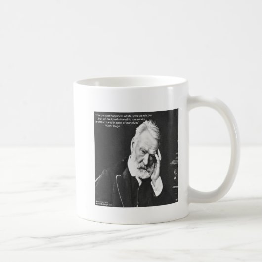 Victor Hugo & Happiness Zitat Geschenke T-Shirts e Kaffeetasse (Rechts)