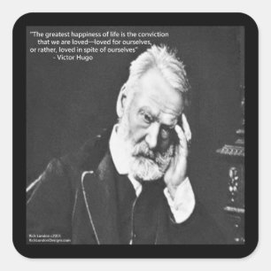 Victor Hugo & Happiness Zitat Geschenke T-Shirts e Quadratischer Aufkleber