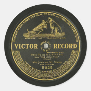 VICTOR RECORD Vintage Schallplatte Runder Aufkleber