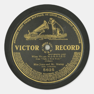 VICTOR RECORD Vintager Tonträger Runder Aufkleber