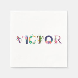 VICTOR Vorname Elegantin bestickt Serviette