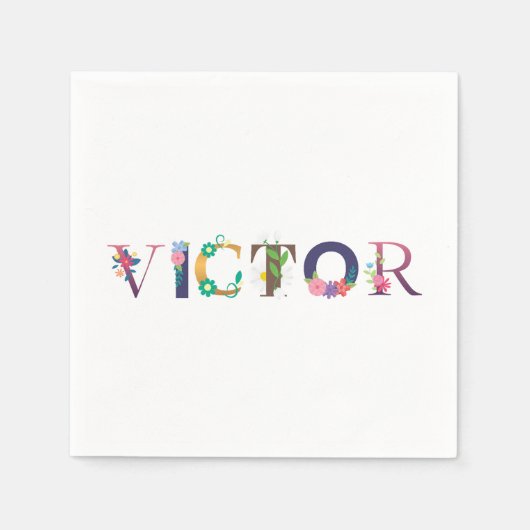 VICTOR Vorname Elegantin bestickt Serviette (Vorderseite)