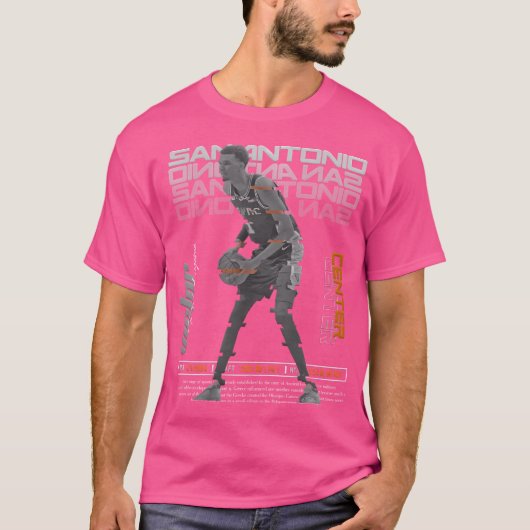 Victor Wembanyama Basketball Art Spurs T-Shirt (Vorderseite)