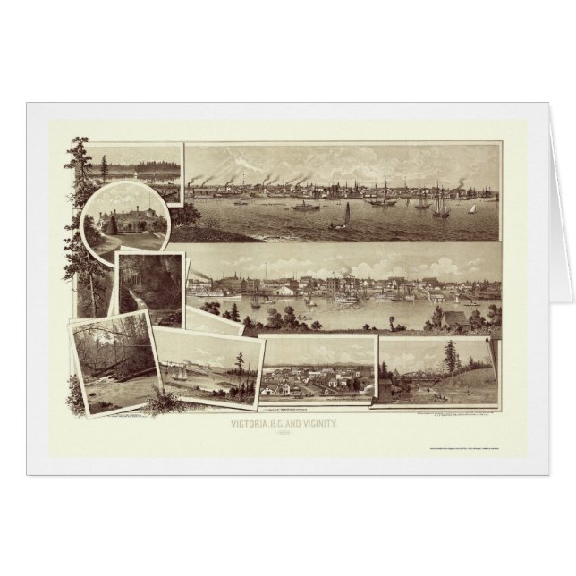 Victoria BC panoramische Karte Kanadas - 1884 (Vorderseite (Horizontal))