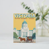Victoria BC Parlament Retro Postkarte (Stehend Vorderseite)