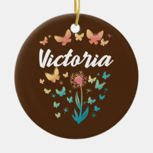 Victoria Birthday Sister Butterfly Dandelion Name Keramik Ornament