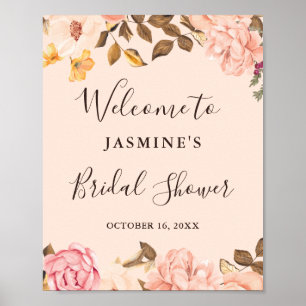 Victoria Blush Florales Brautparty-Schild Poster