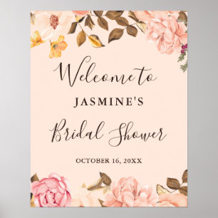 Victoria Blush Florales Brautparty-Schild Poster