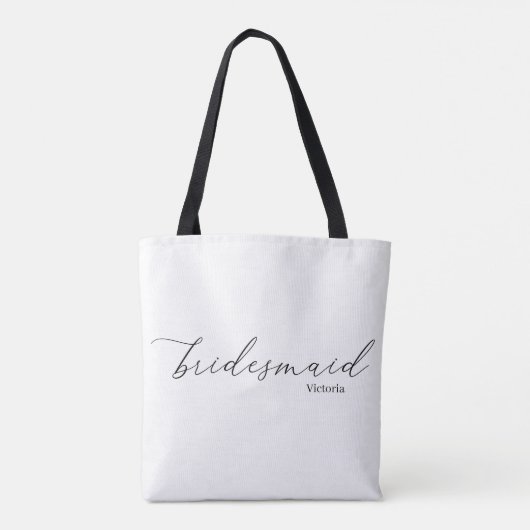 Victoria Bridesmaid Script Black Straps Tote Bag Tasche (Rückseite)