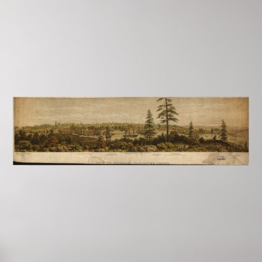 Victoria British Columbia 1860 Antique Panorama Poster (Vorne)