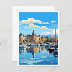 Victoria Canada Art Vintage Travel Illustration Postkarte