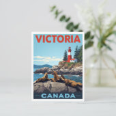 Victoria Canada Sea Lions and Lighthouse Travel Postkarte (Stehend Vorderseite)