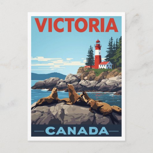 Victoria Canada Sea Lions and Lighthouse Travel Postkarte (Vorderseite)