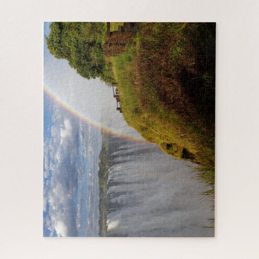 Victoria Falls in Zambia with Rainbow and Mist Puzzle (Vertikal)