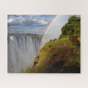 Victoria Falls in Zambia with Rainbow and Mist Puzzle
