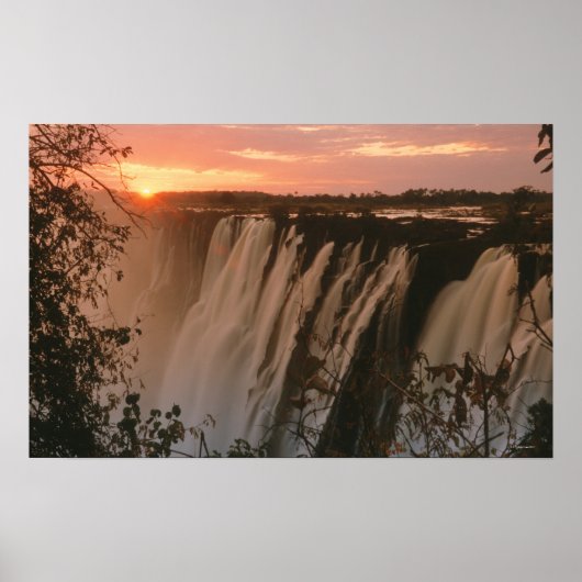 Victoria Falls mit Sonne am Horizont, Victoria Poster (Vorne)