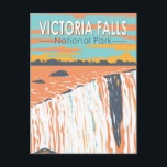 Victoria Falls National Park Vintage Postkarte<br><div class="desc">Victoria Falls in einem Vektor Art Stil. Es liegt an der Grenze zwischen Sambia und Simbabwe und ist einer der größten Wasserfälle der Welt mit einer Breite von 1.708 m.</div>