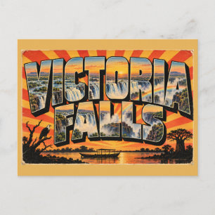 Victoria Falls Rauch Donner Vintage Reise Kunst Postkarte