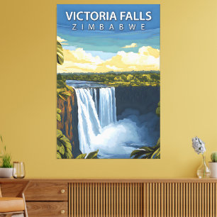 Victoria Falls - Retro Travel Poster von Zimbabwe Leinwanddruck