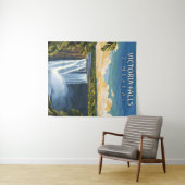 Victoria Falls - Retro Travel Poster von Zimbabwe Wandteppich (Beispiel (Horizontal))