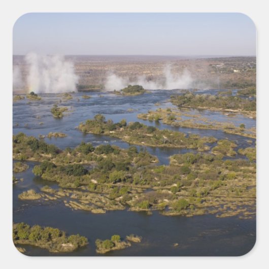 Victoria Falls, Zambesi River, Sambia - Simbabwe 2 Quadratischer Aufkleber (Vorderseite)