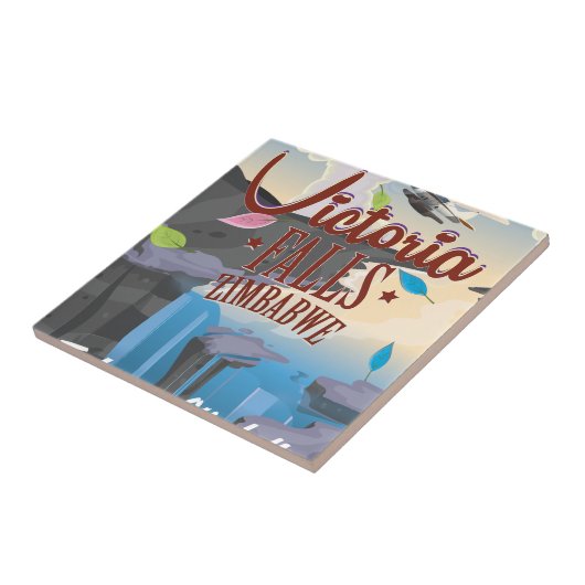 Victoria Falls Zimbabwe Cartoon Poster Fliese (Seite)