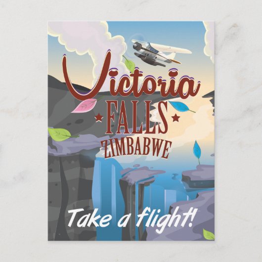 Victoria Falls Zimbabwe Cartoon Poster Postkarte (Vorderseite)