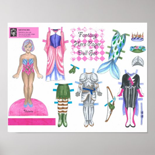 Victoria Fantasy Hero Paper Doll - Play or Display Poster (Vorne)