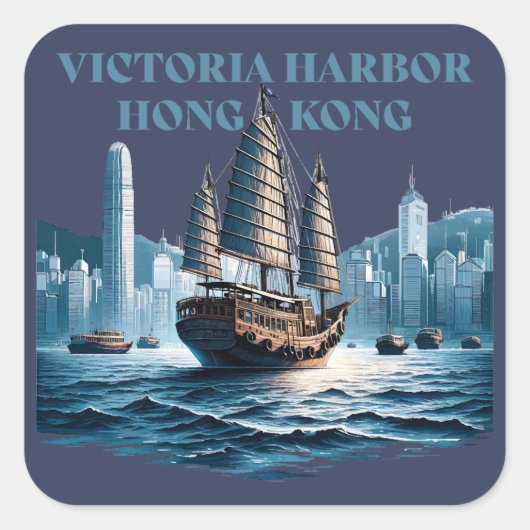 Victoria Harbor Hong Kong China Quadratischer Aufkleber (Vorderseite)