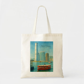 Victoria Harbor Hong Kong Retro Skyline Tragetasche