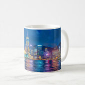 Victoria Harbour & Hong Kong Skyline bei Nacht Kaffeetasse (VorderseiteRechts)