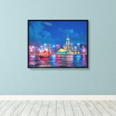 Victoria Harbour & Hong Kong Skyline bei Nacht Leinwanddruck (Insitu (Holzboden))