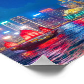 Victoria Harbour & Hong Kong Skyline bei Nacht Poster (Ecke)