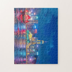 Victoria Harbour & Hong Kong Skyline bei Nacht Puzzle
