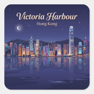 Victoria Harbour Hongkong Quadratischer Aufkleber