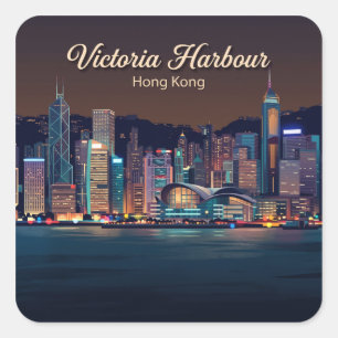 Victoria Harbour Hongkong Quadratischer Aufkleber