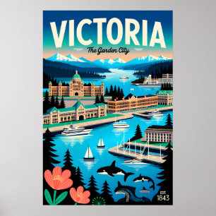 Victoria Kanada Retro-Reiseposter-Kunst Poster