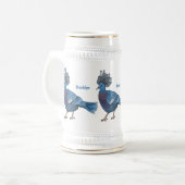 Victoria-Krone-Taube-Cartoon Bierglas (Vorderseite Links)