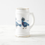 Victoria-Krone-Taube-Cartoon Bierglas (VorderseiteRechts)
