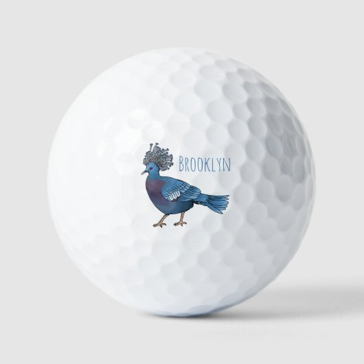Victoria-Krone-Taube-Cartoon Golfball (Vorderseite)