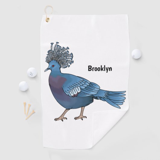 Victoria-Krone-Taube-Cartoon Golfhandtuch (Insitu)