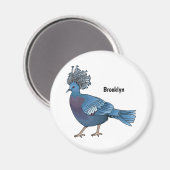 Victoria-Krone-Taube-Cartoon Magnet (Vorderseite/Rückseite)