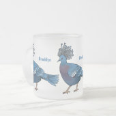 Victoria-Krone-Taube-Cartoon Mattglastasse (Vorderseite Links)
