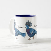 Victoria-Krone-Taube-Cartoon Zweifarbige Tasse (Vorderseite Links)